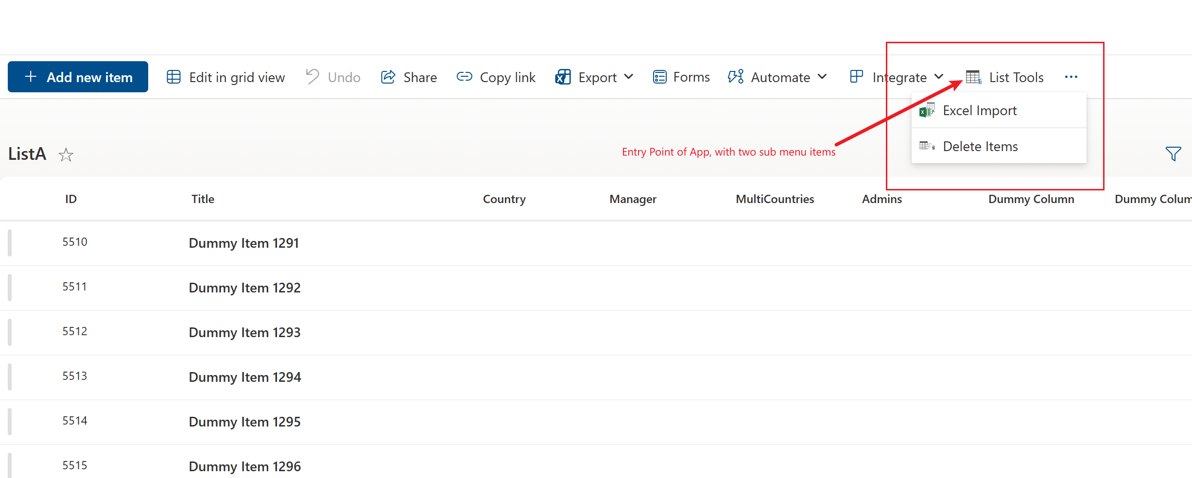 Entry point for List Tools